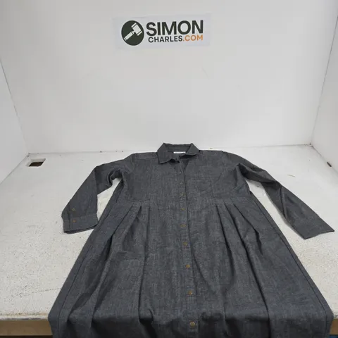 MASAI WOMEN'S DRESS - GREY HERRINGBONE, BUTTON-FRONT, SIZE M