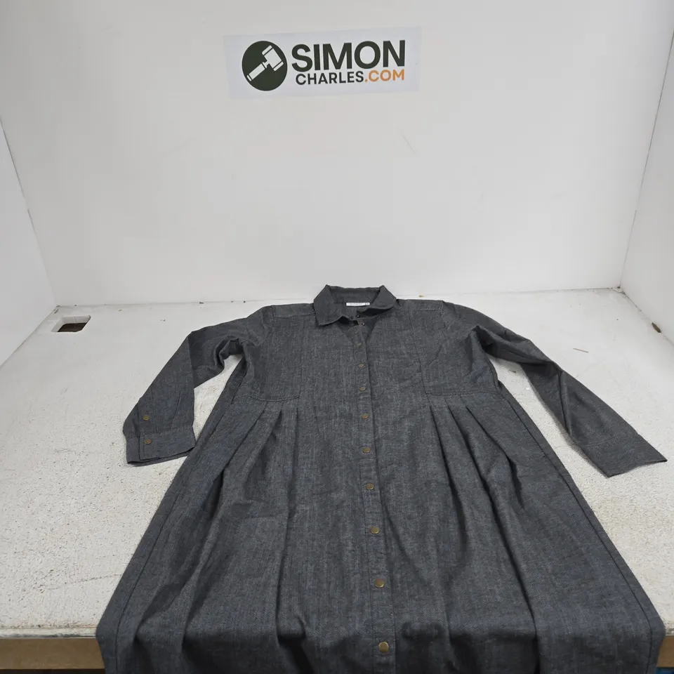 MASAI WOMEN'S DRESS - GREY HERRINGBONE, BUTTON-FRONT, SIZE M