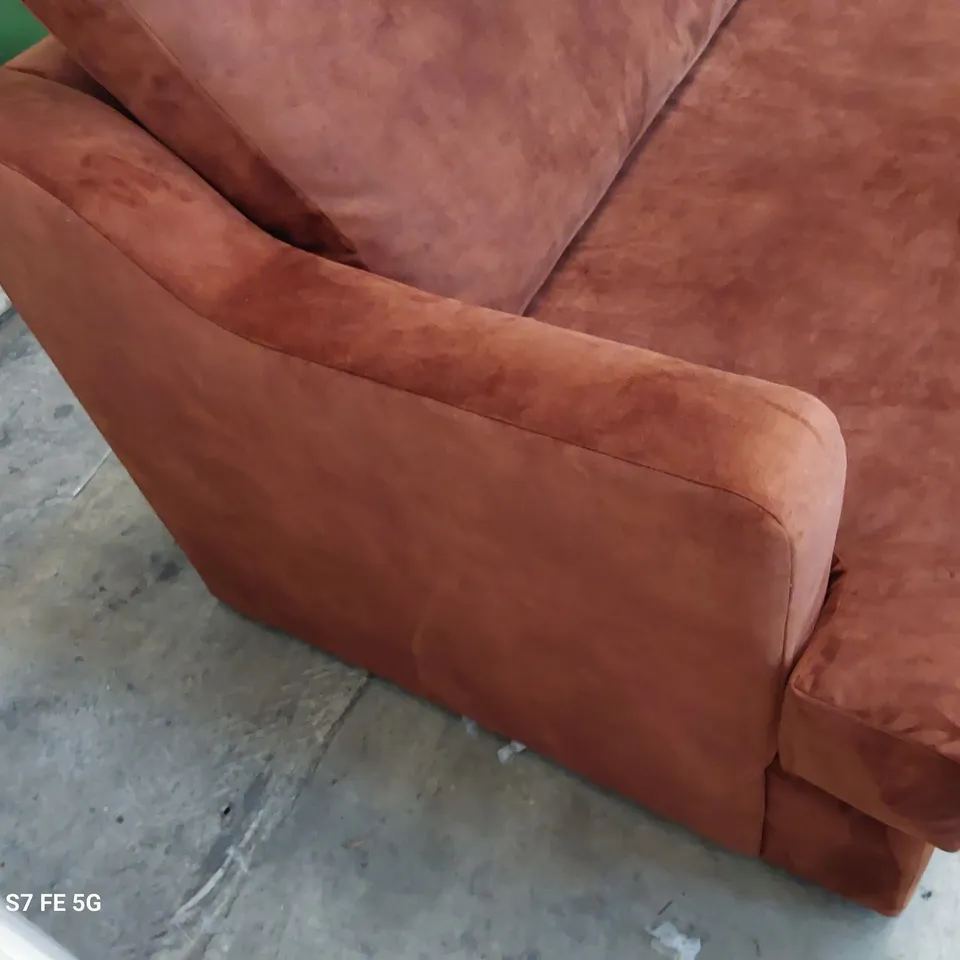 DESIGNER FOUR SEATER METAL ACTION SOFABED COPPER PLUSH FABRIC 