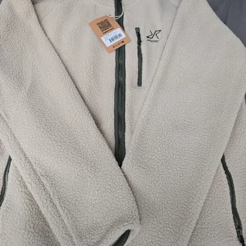 RVRC XIP-THROUGH LONG SLEEVE FLEECE IN CREAM/SAGE SIZE LARGE
