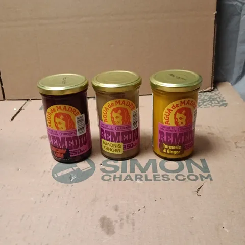 AGUA DE MADRE REMEDIO GUT HEALTH FERMENTED MIXED PACK – LEMON & GINGER; TURMERIC & GINGER; BLACKCURRANT & GINGER
