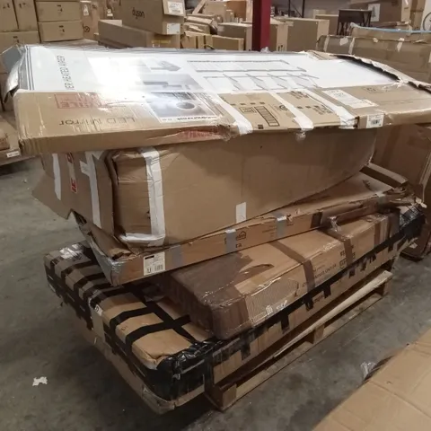 PALLET OF ASSORTED DESIGNER INCOMPLETE FURNITURE PARTS AND PIECES 