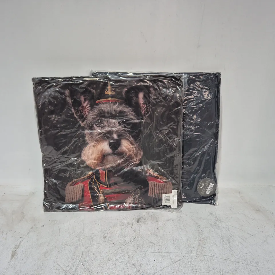 LOT OF 16 AS NEW TOP DOG SCHNAUZER THEMED FILLED CUSHIONS - 45X45CM