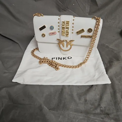 PINKO LOVE PINS CROSS BODY BAG IN WHITE/GOLD ONE SIZE