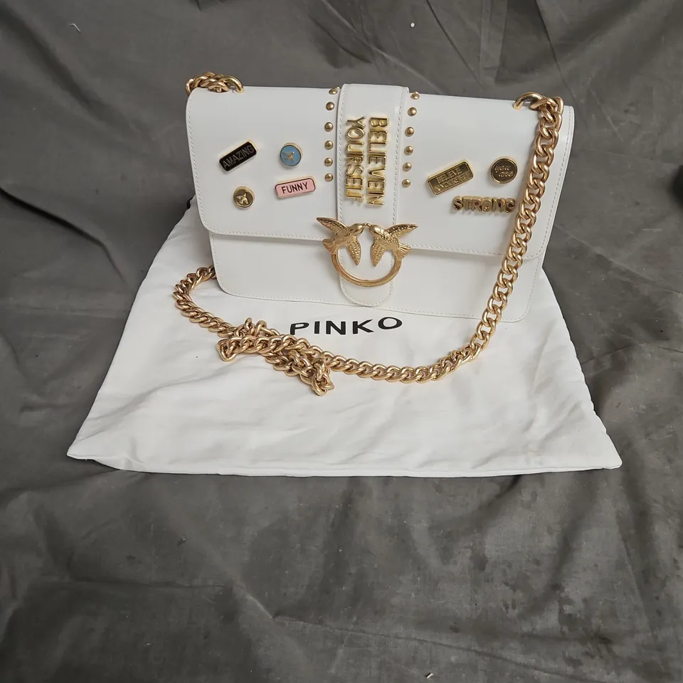 PINKO LOVE PINS CROSS BODY BAG IN WHITE/GOLD ONE SIZE