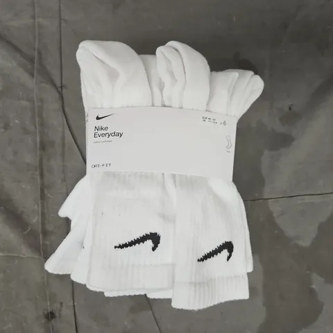 NIKE EVERYDAY COTTON CUSHIONED CREW SOCKS (6-PACK) IN WHITE SIZE 11-14.5