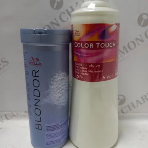 LOT OF 2 WELLA HAIR PRODUCTS TO INCLUDE COLOR TOUCH 1.9% GENTLE EMULSION 1000ML & BLONDER POWDER 400G