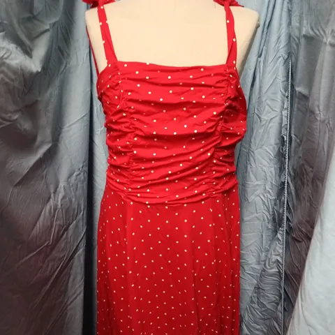 NOBODY'S CHILD HATTIE MIDI DRESS – RED WITH WHITE POLKA DOTS, UK16 (EU44, US12)