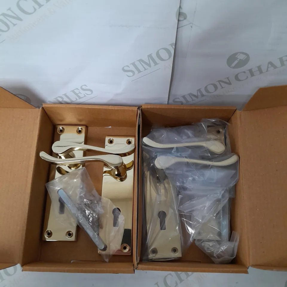 2 X BOXED HH VICTORIAN SCROLL LOCK HANDLE SETS
