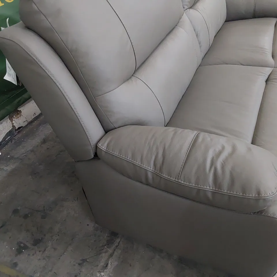 DESIGNER THREE SEATER SOFA GREY LEATHER 