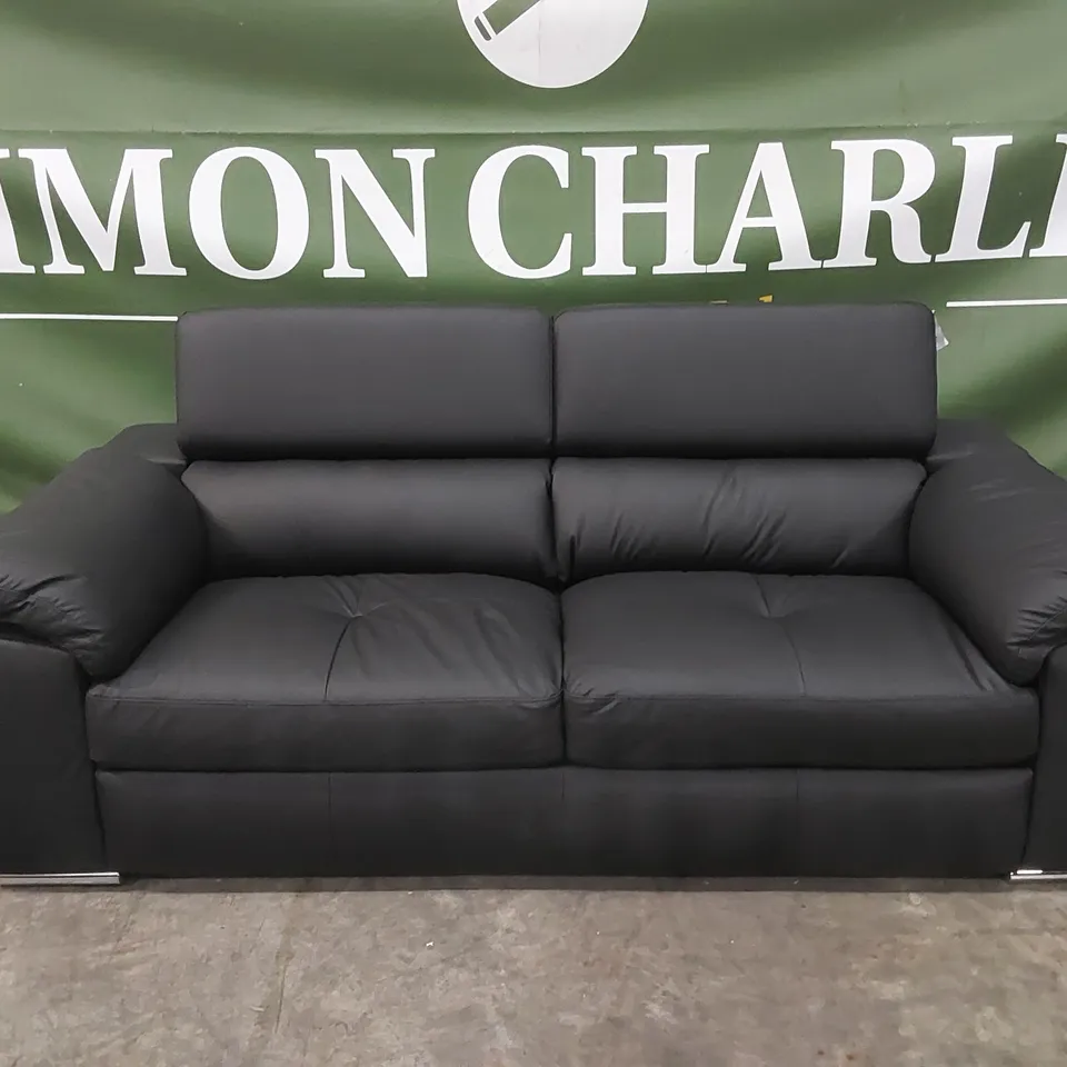 BRADY PREMIUM LEATHER 3 SEATER SOFA - BLACK RRP £1149