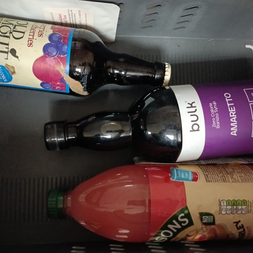 APPROXIMATELY 10 ASSORTED FOOD AND DRINK ITEMS TO INCLUDE COCA-COLA, HUEL, ETC