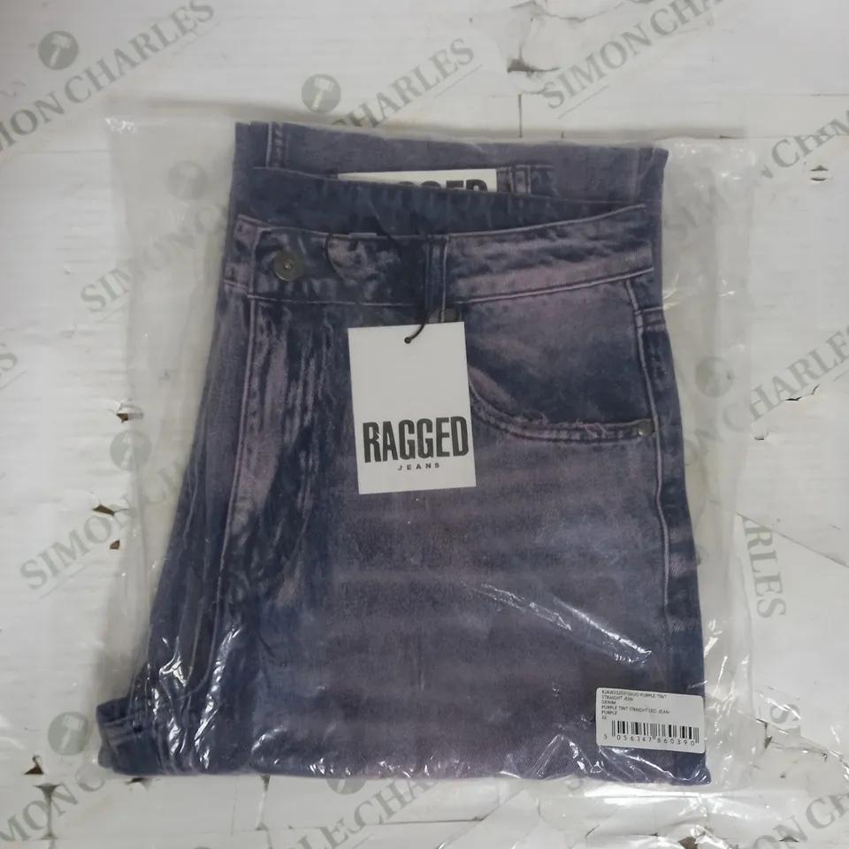 RAGGED STRAIGHT LEG JEANS IN PURPLE TINT SIZE 32W