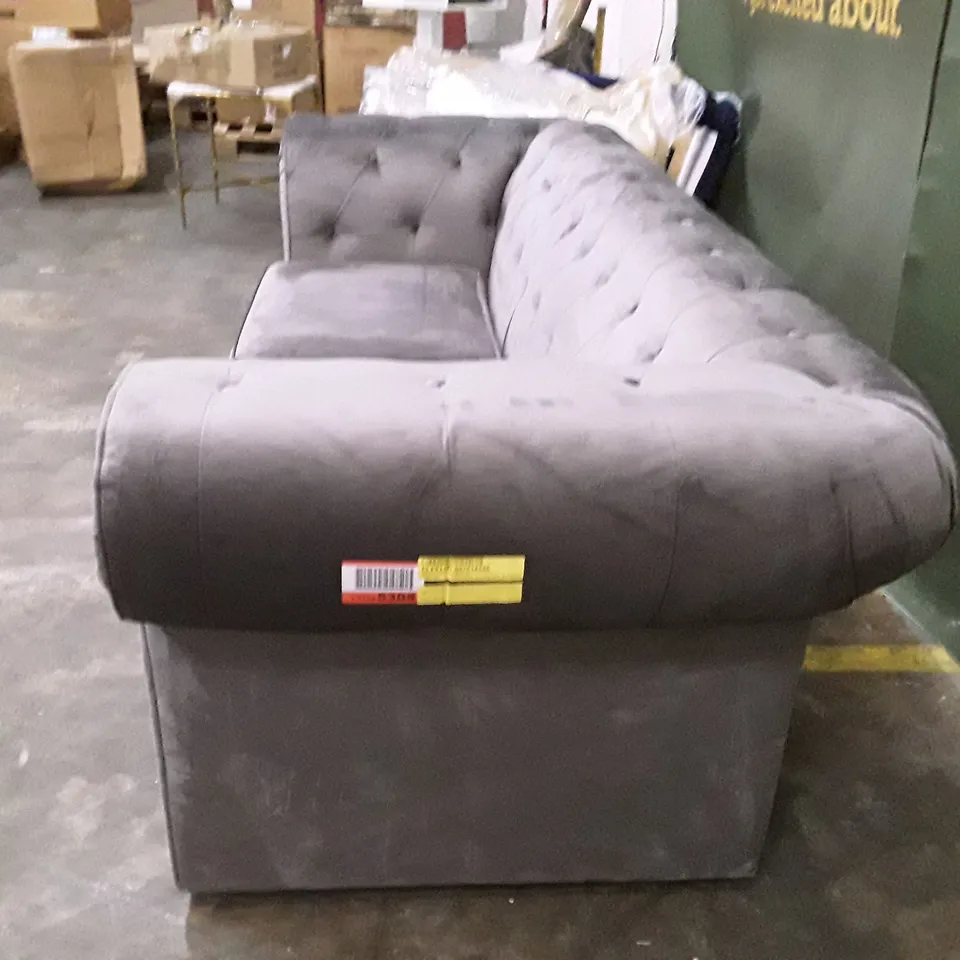 QUALITY DESIGNER AARON 3 SEATER SOFA - CHARCOAL VELVET FABRIC
