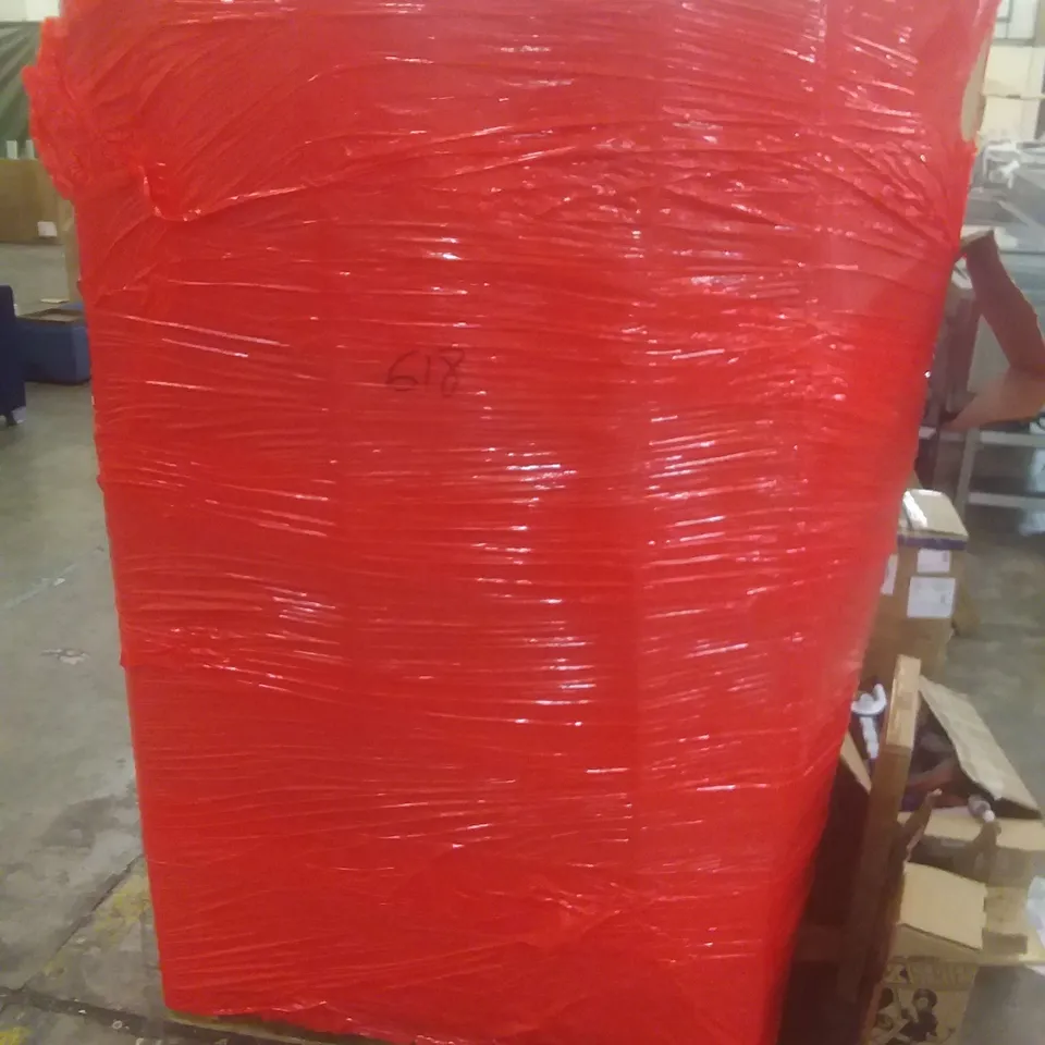 PALLET OF ASSORTED ITEMS INCLUDING AIR COOLER, CHILDREN'S TRICYCLE, SHOE RACK