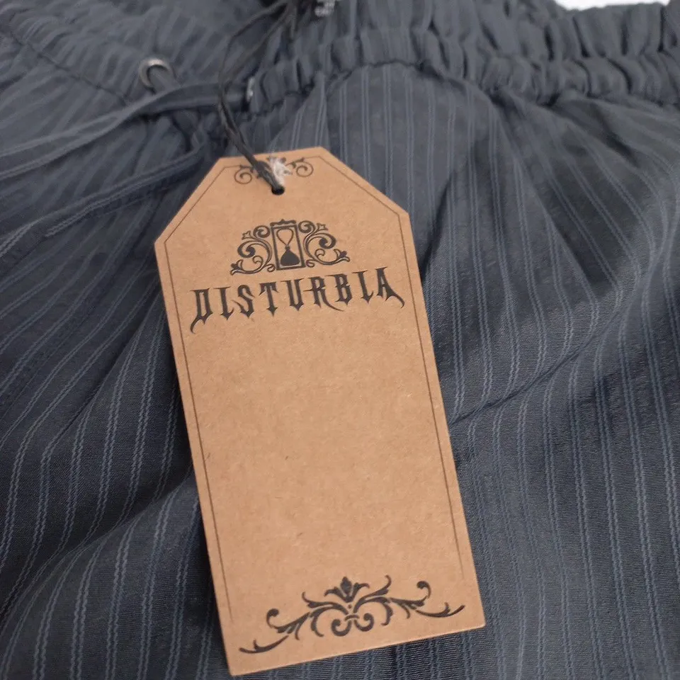 DISTURBIA PENNY CHARCOAL STRIPE CULOTTE – UK14