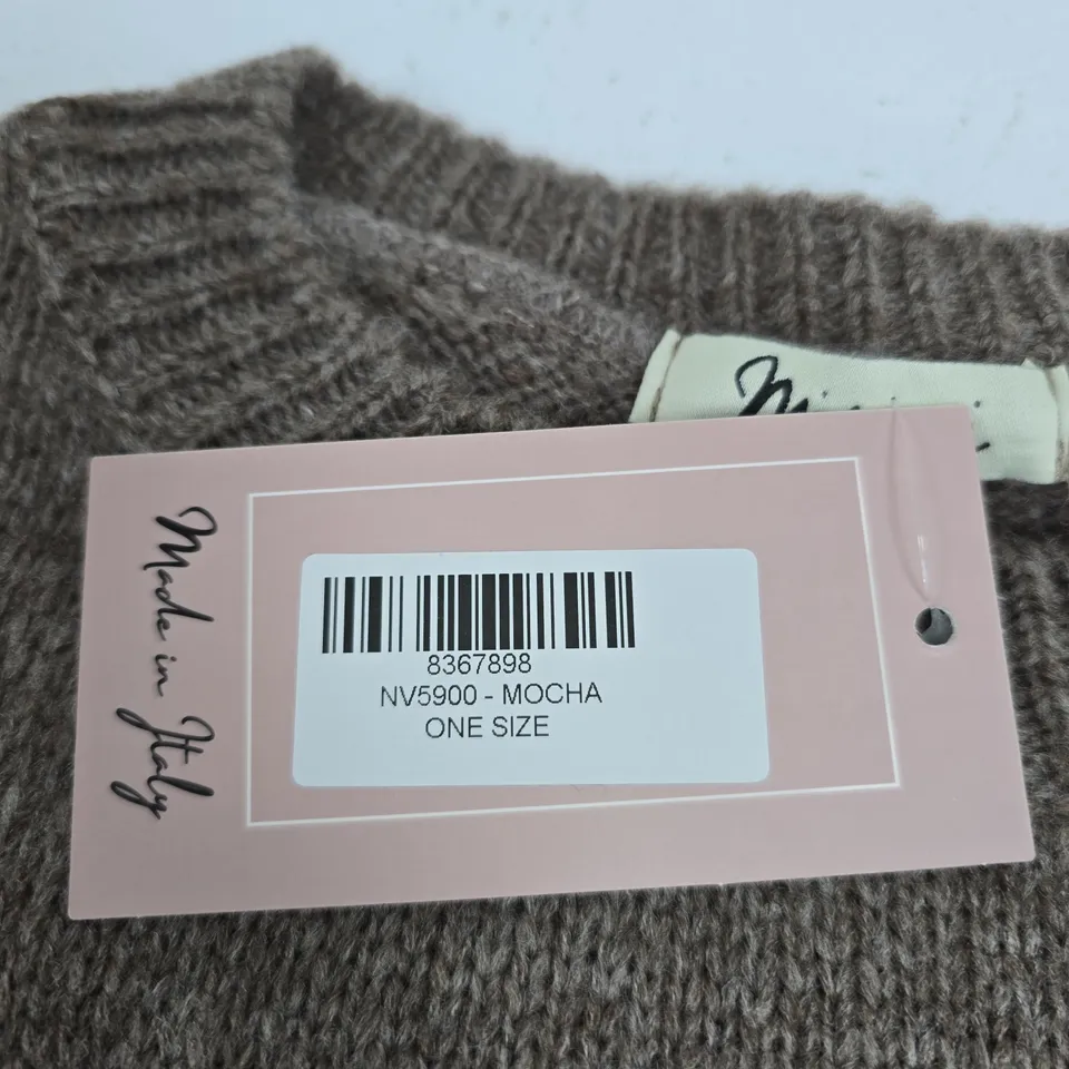 MISUMI KNIT ARGYLE SWEATER – MOCHA, ONE SIZE 