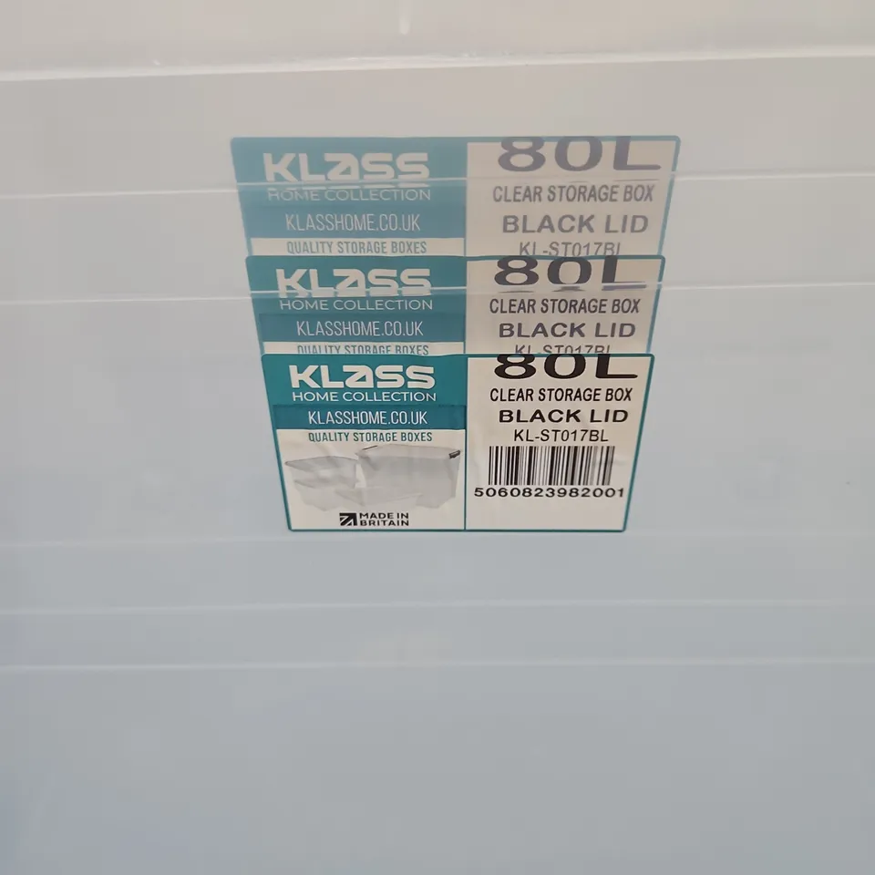KLASS X3 HOME COLLECTION 80L CLEAR STORAGE BOXES WITH LIDS