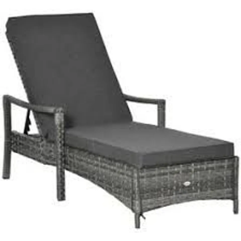 BOXED COSTWAY GREY PATIO CHAISE LOUNGE