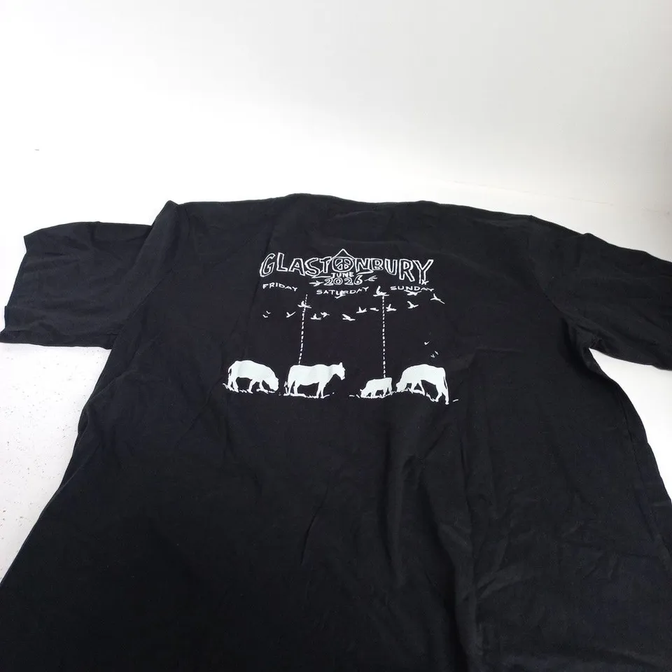 GLASTONBURY 2026 FALLOW YEAR T-SHIRT - BLACK, UK XL