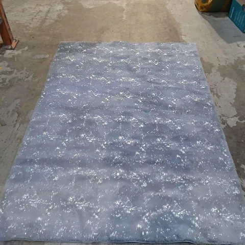 COZEE HOME PLUSH SHIMMER RUG BLUE-GRAY AREA WITH WHITE SPECKLES