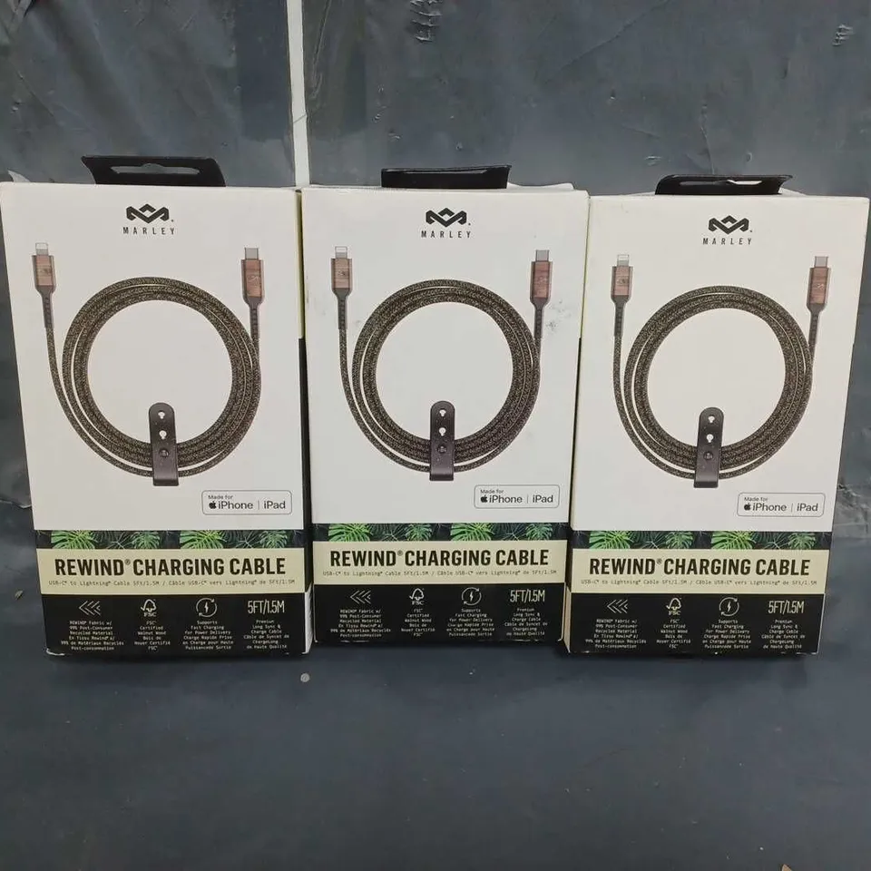 3 BOXED HOUSE OF MARLEY REWIND CHARGING CABLE EM-JC010-SB