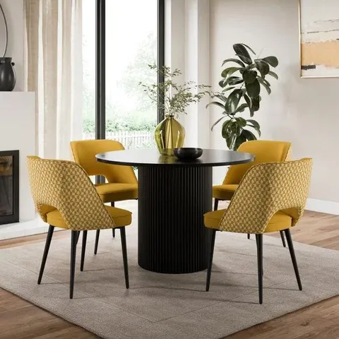 BOXED LILLIA GEOMETRIC FABRIC DINING CHAIR - YELLOW (1 BOX)