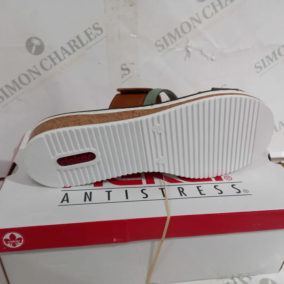 BOXED RIEKER ANTISTRESS STRIPY MULE SANDAL - SIZE 6 1/2