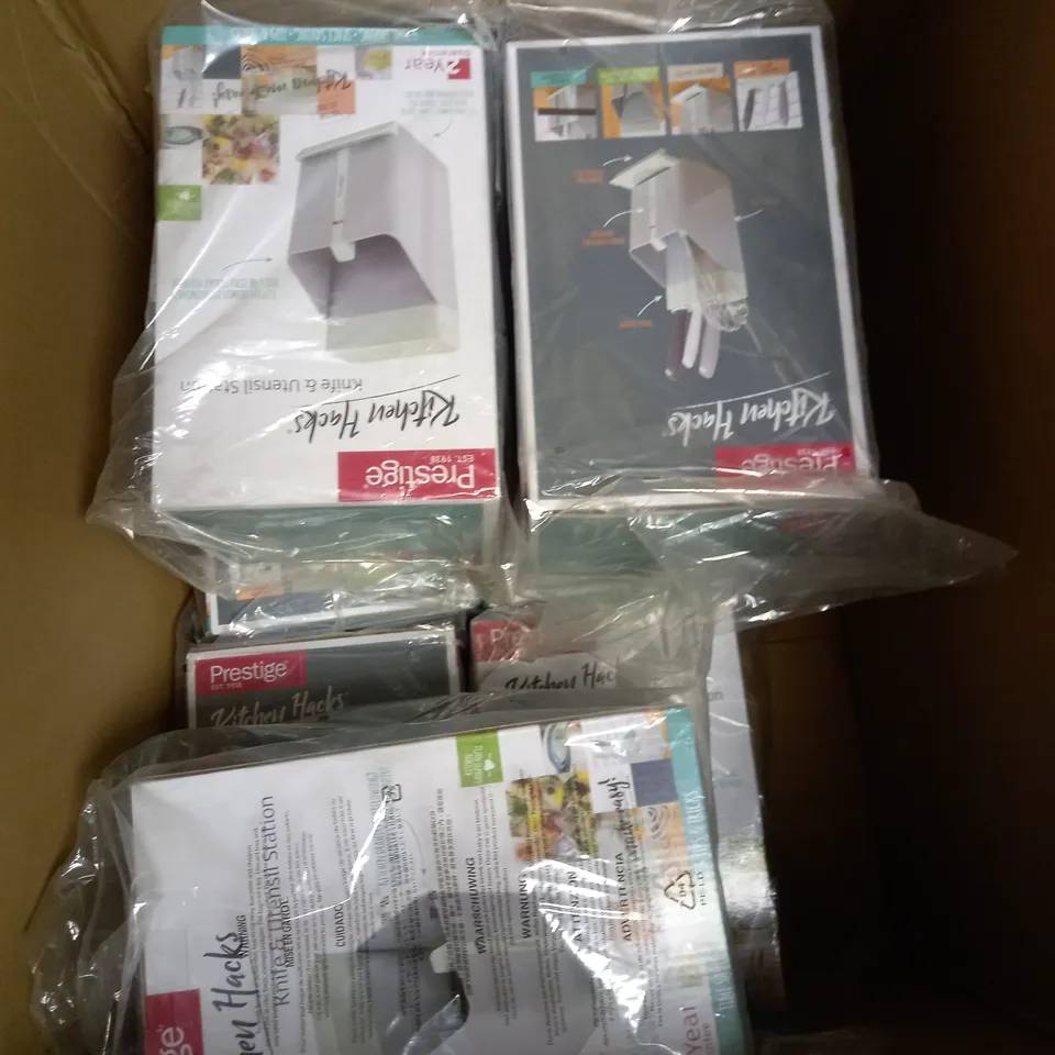 BOX OF 8 BRAND NEW PRESTIGE KITCHEN HACKS KNIFE & UTENSIL STATIONS