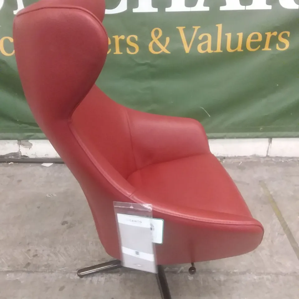 QUALITY ITALIAN DESIGNER GNOSTIC CHAIR + POUFF CALLAS RED LEATHER