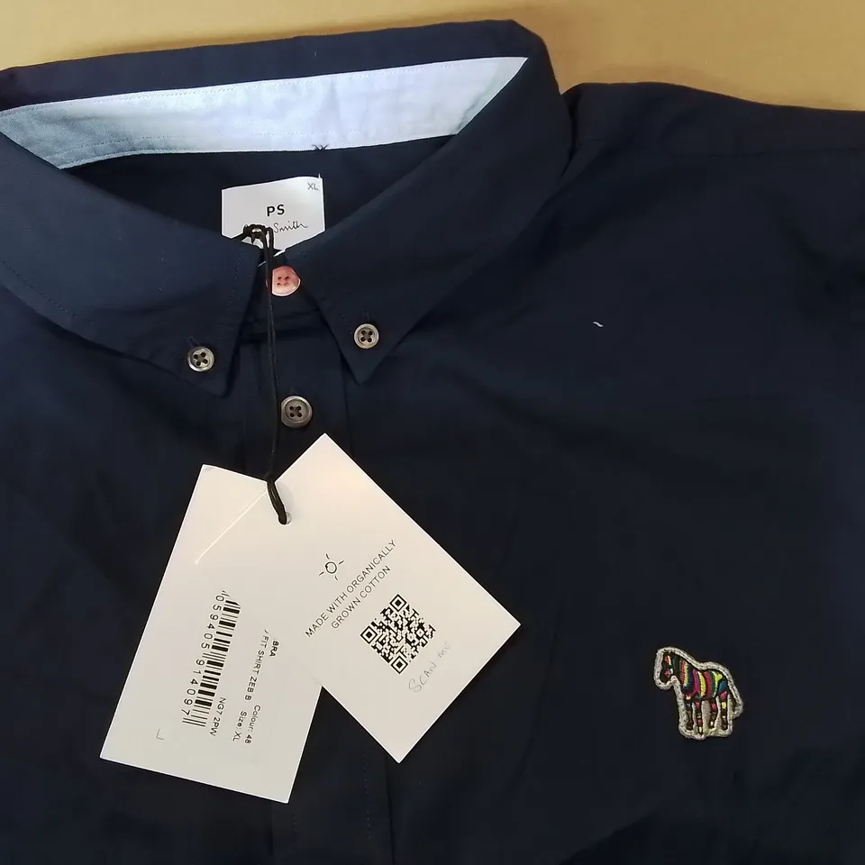 PAUL SMITH SHORT SLEEVE TAILORED FIT SHIRT IN NAVY - XL