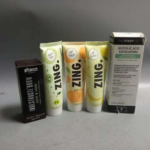 5 ASSORTED HEALTH AND BEAUTY PRODUCTS TO INCLUDE THE INKEY LIST GLYCOLIC ACID EXFOLIATING SCALP SCRUB 150ML, ZING TOOTHPASTE 75ML
