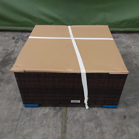 DESIGNER CHOCOLATE MIX RATTAN COFFEE TABLE WITH GLASS TOP