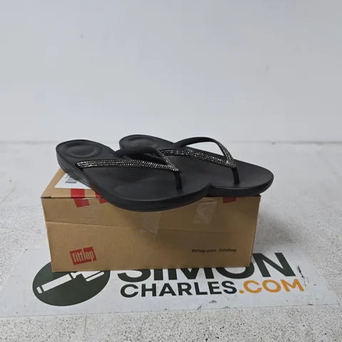 FITFLOP IQUSHION SPARKLE BLACK SANDALS UK 3 BOXED