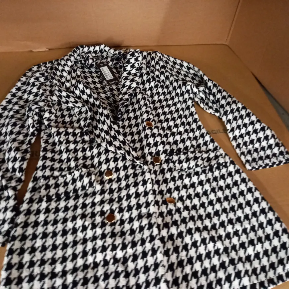 boohoo houndstooth boucle blazer dress - 16