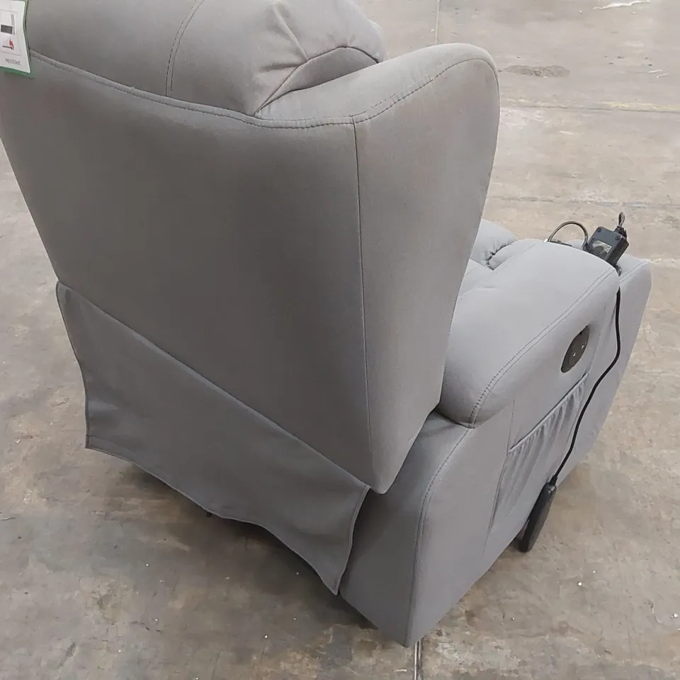 QUALITY DESIGNER ELECTRIC RECLINING UPHOLSTERED GREY FABRIC ARM CHAIR 