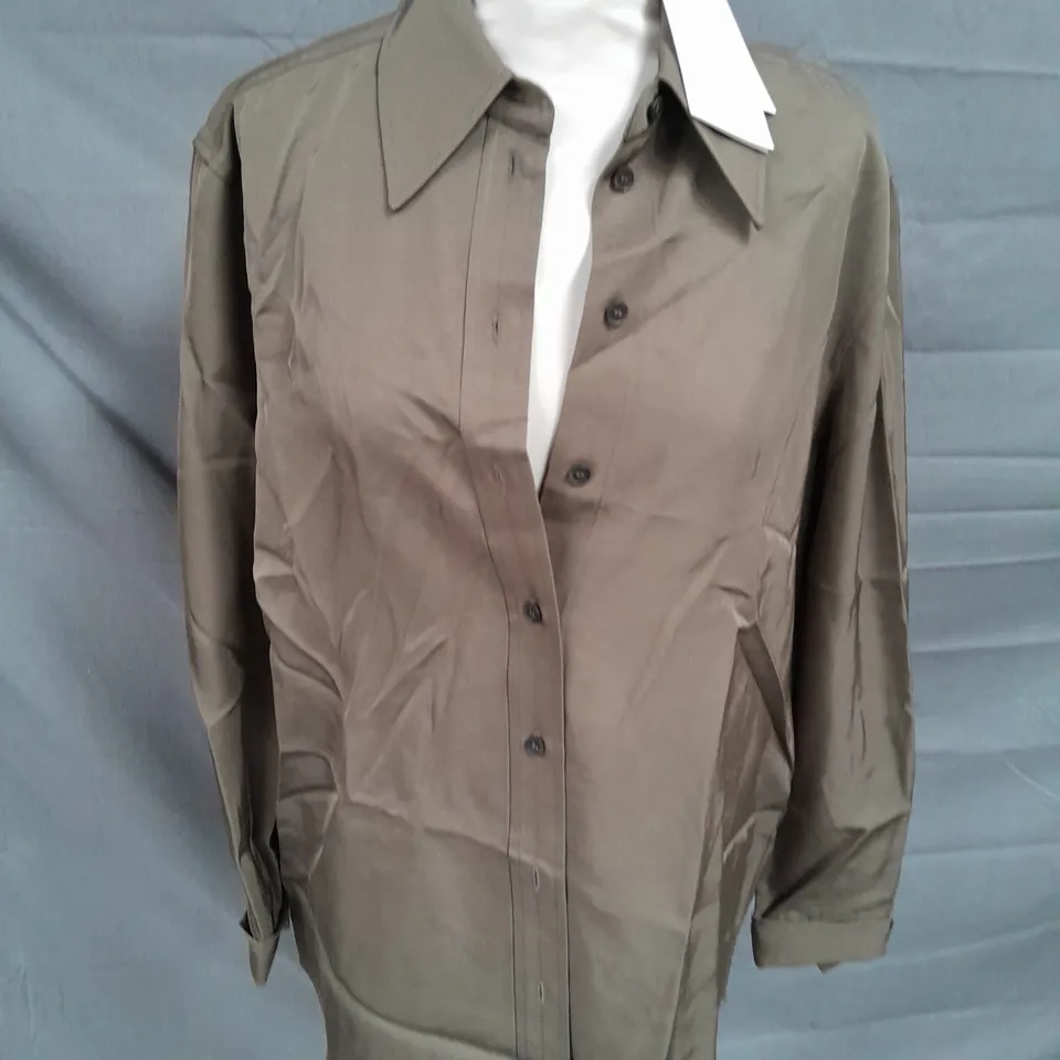 COS NAIA ACETATE GREEN SHIRT - UK 8