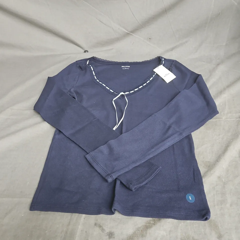 HOLLISTER LONG-SLEEVE TOP - navy, SIZE L