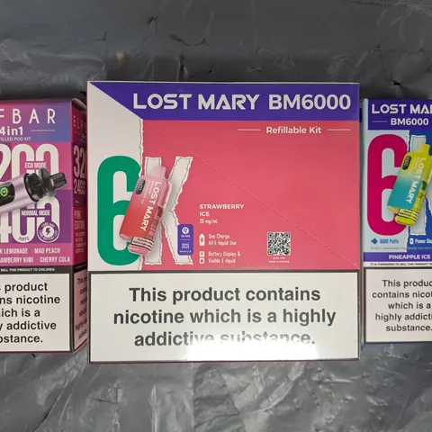 APPROXIMATELY 15 ASSORTED E-CIGARETTE AND VAPE ITEMS TO INCLUDE IVG, LOST MARY, BLOODY BAR CRYSTAL, ETC