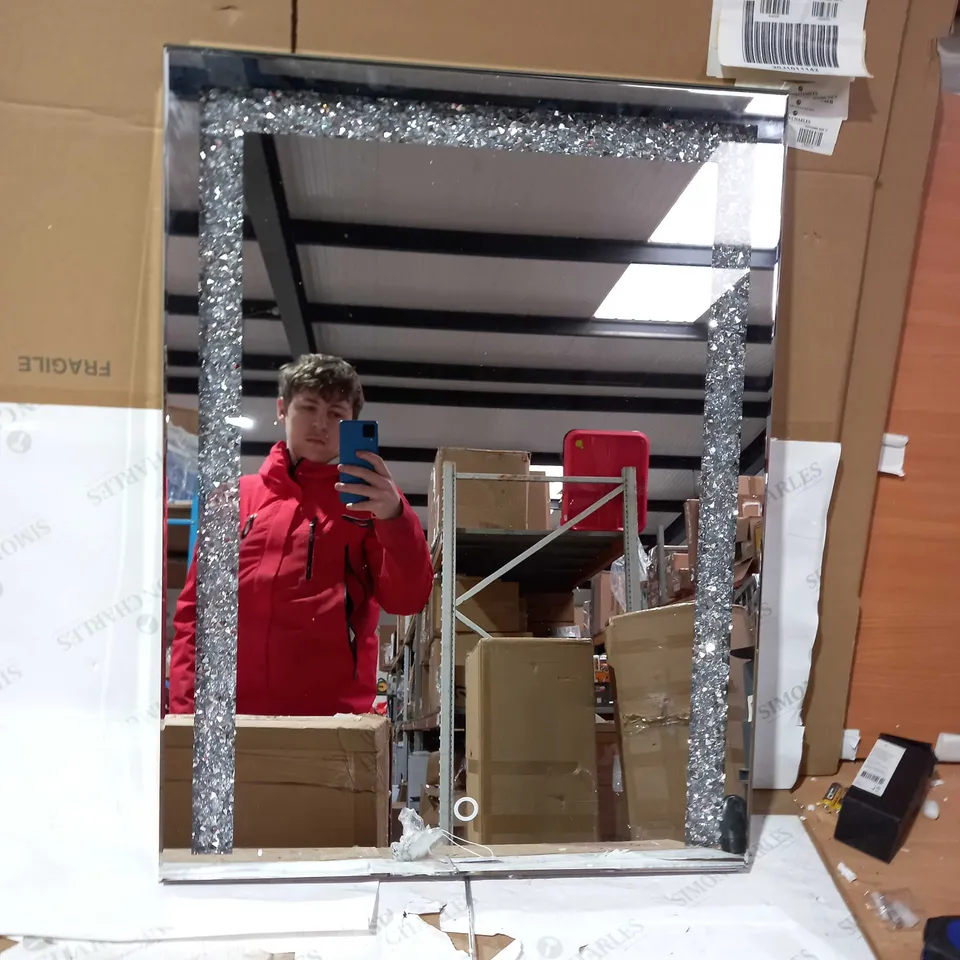 JM BY JULIEN MACDONALD LARGE ENCAPSULATED CRYSTAL LIGHT UP TABLE MIRROR - COLLECTION ONLY
