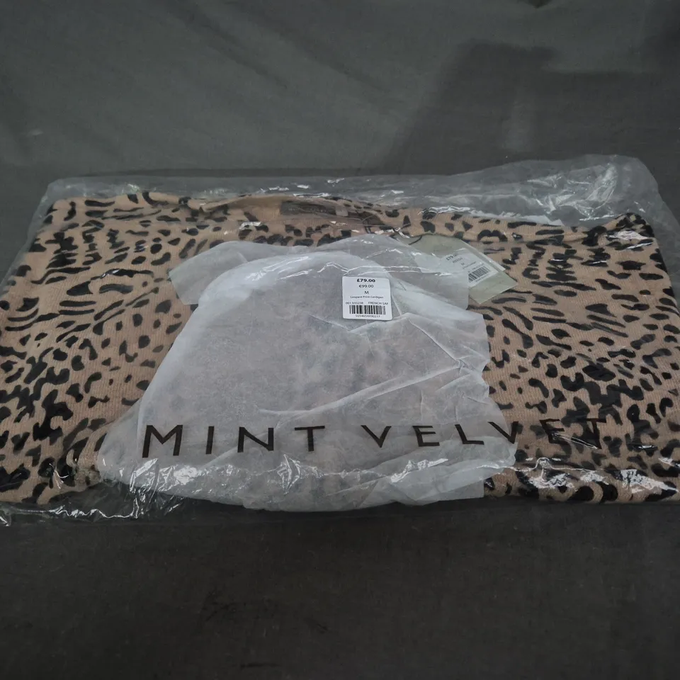 BAGGED MINT VELVET LEOPARD PRINT CARDIGAN SIZE M