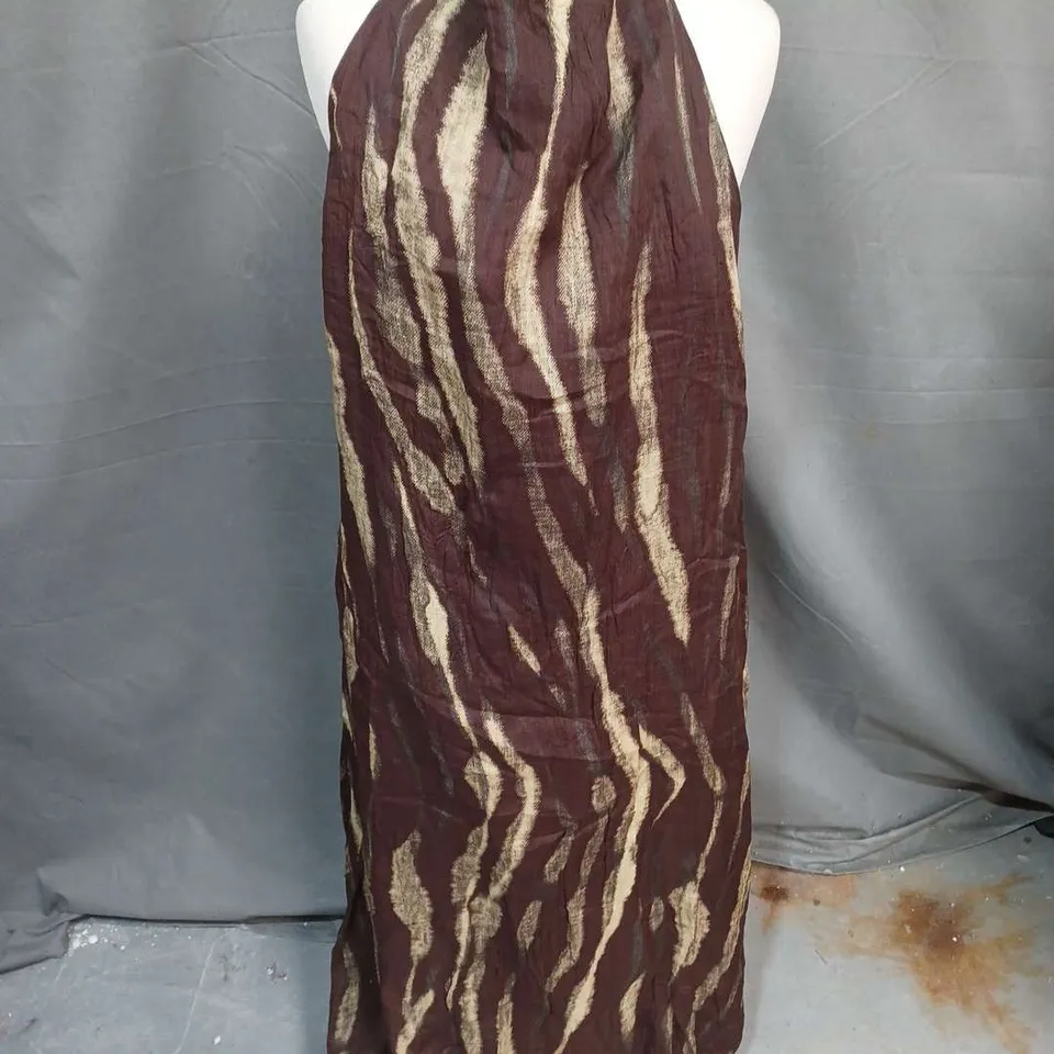 MASSIMO DUTTI SLEEVELESS MAXI DRESS IN BROWN MULTI SIZE 10