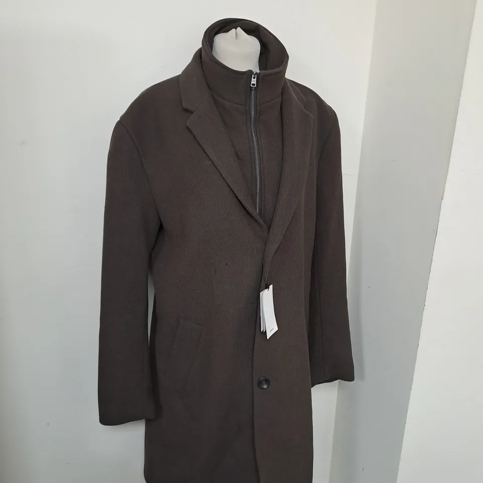 MNG WOOL BLEND SLIM FIT ZIPPED COAT SIZE L