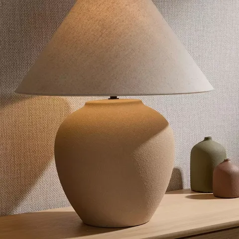 BOXED LARGE CERAMIC TABLE LAMP - CLAY (1 BOX)