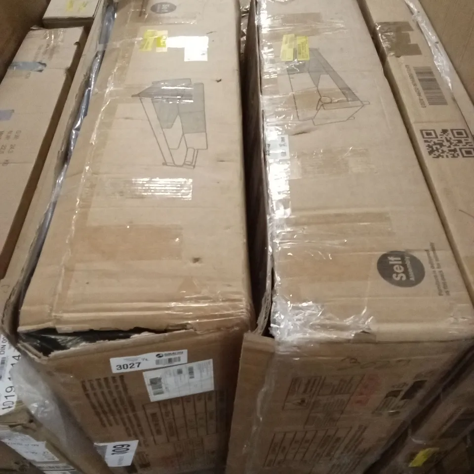 BOXED 3 SEATER PU LEATHER BLACK & BROWN SOFA (2 BOXES)