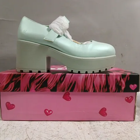 BOXED PAIR OF KOI TIRA PEARL MARY JANES SKY JEWEL EDITION IN BLUE SIZE UK 3