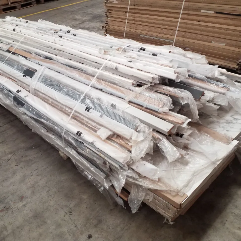 PALLET CONTAINING ASSORTED UNIVERSAL TRIMS & COUNTERTOPS 