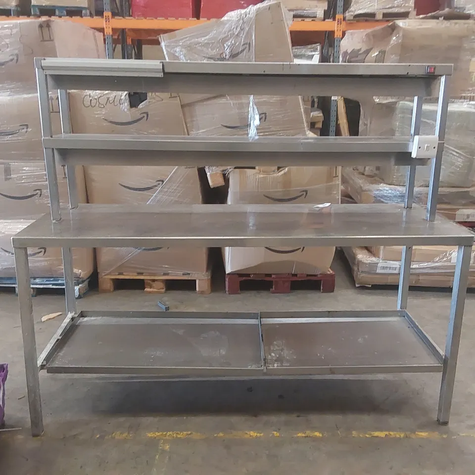 STAINLESS TABLE WITH 2 TIER HEATED GANTRY