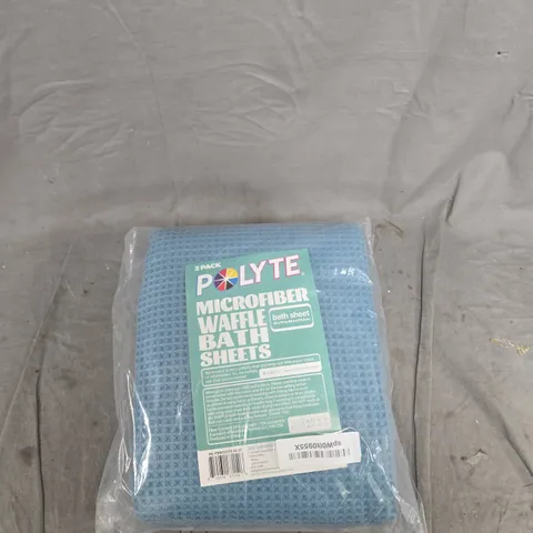 POLYTE MICROFIBER WAFFLE BATH SHEETS – 2 PACK, BLUE