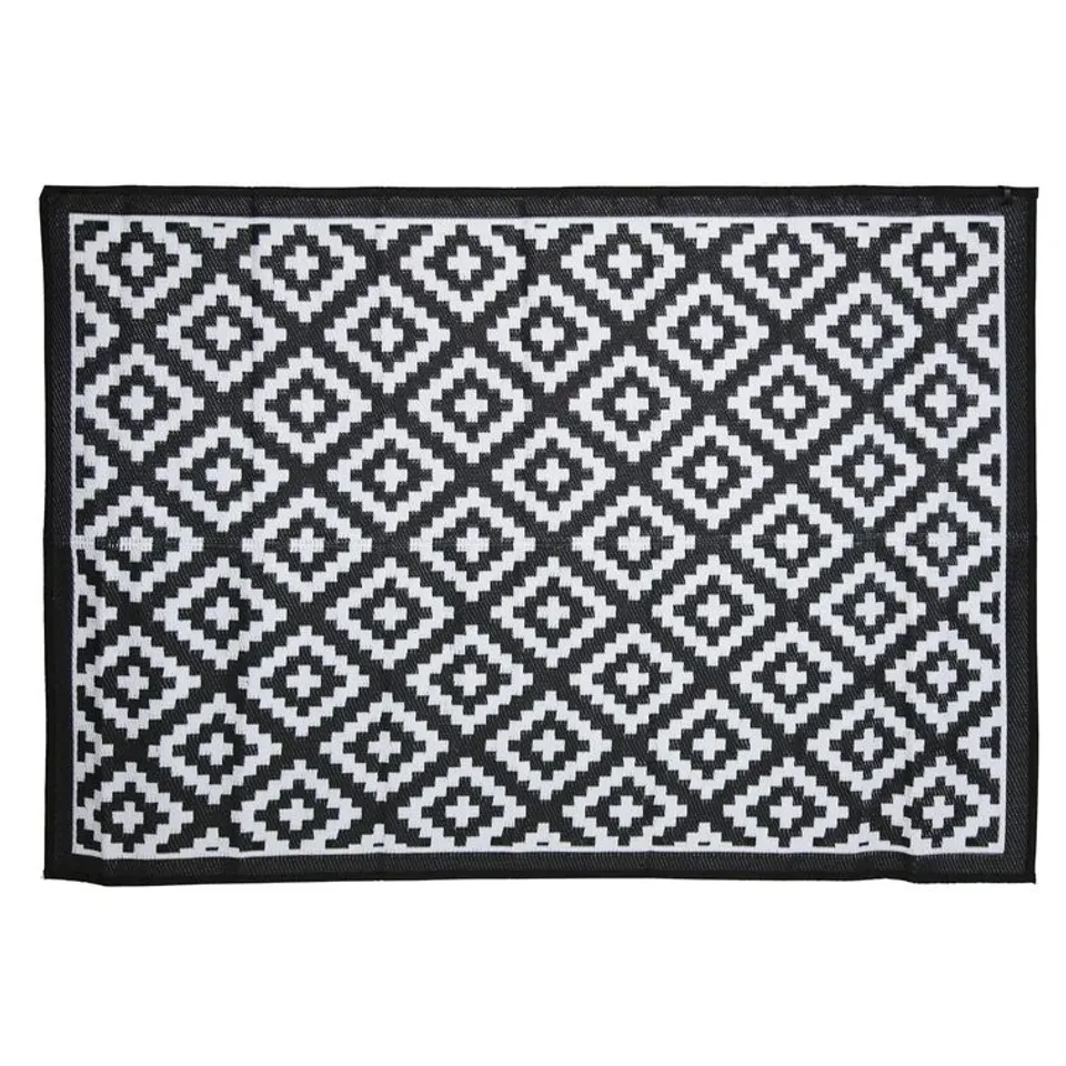 BOXED TINISHA FLATWEAVE BLACK RUG RECTANGLE DIAMOND WATERPROOF 